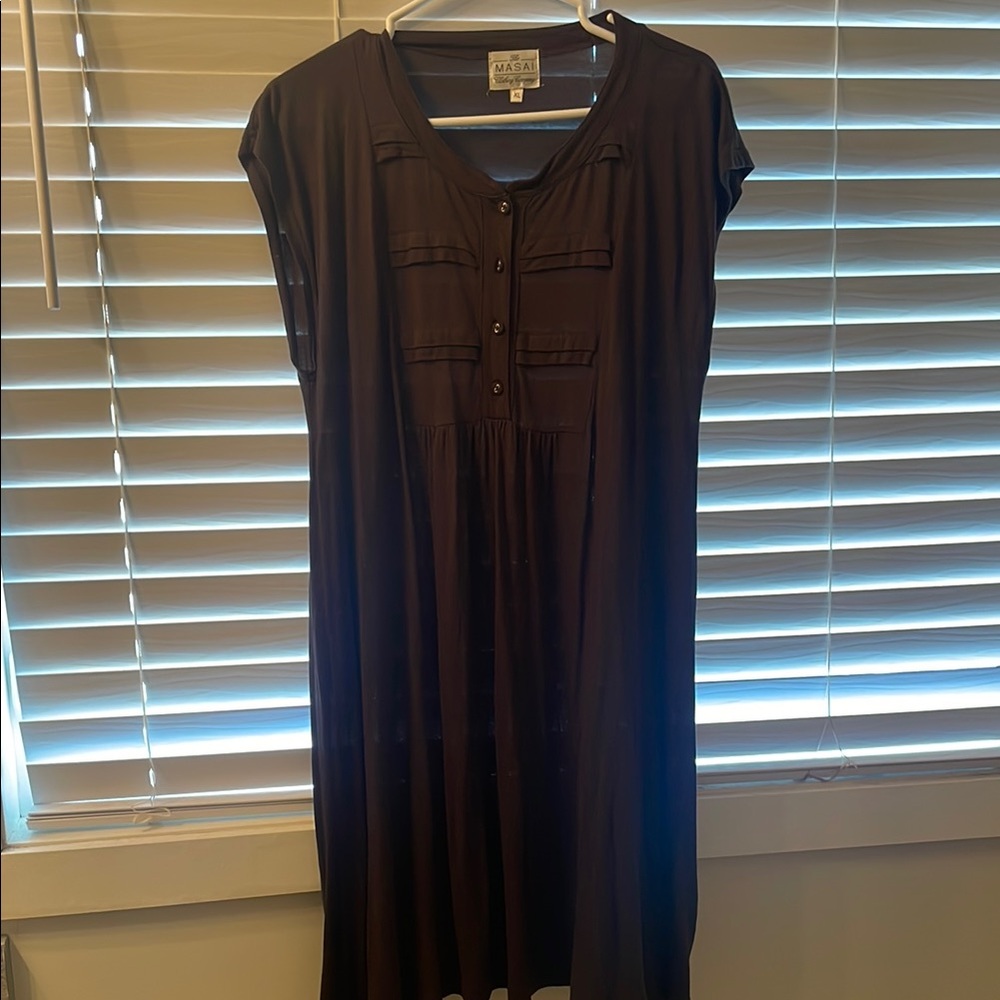 Brown Cap Sleeve Midi Dress